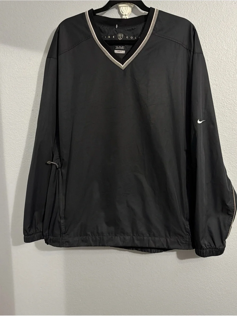 Nike Golf Black V Neck Size XL Windbreaker Jacket Pullover Large Rain Jacket